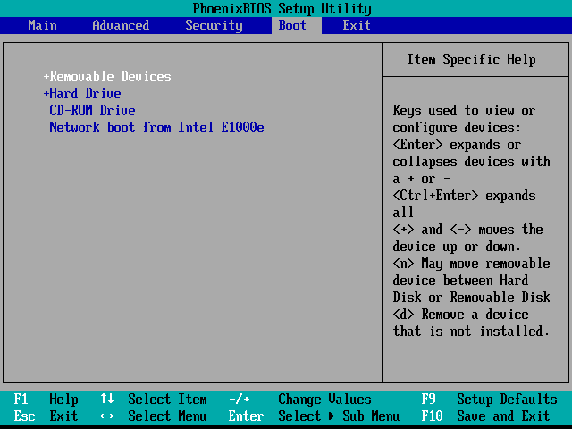 Sezione "Boot" nella BIOS