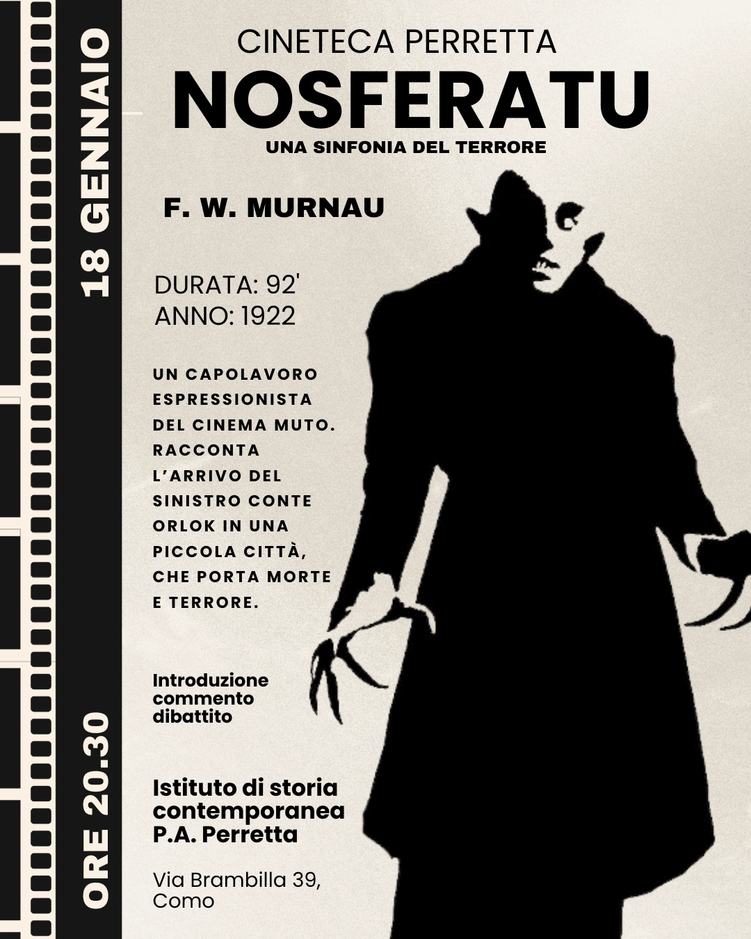 Locandina della proiezione di Nosferatu (1922)